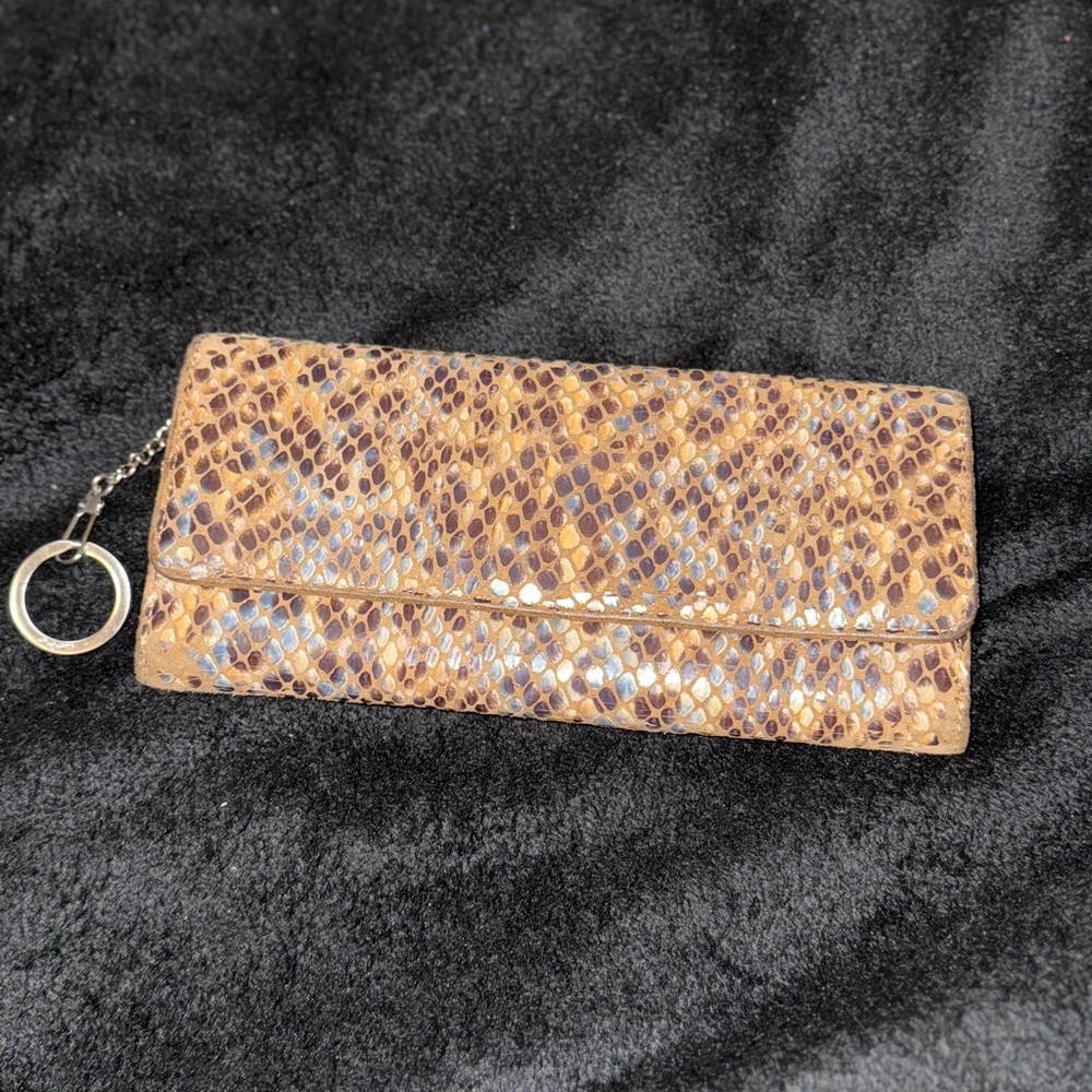 HOBO Brown Snakeskin Women's Hobo Sadie Patterned Leather Wallet